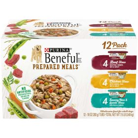 Purina Beneful Prepared Meals Wet Dog Food Variety Pack 10 oz Tubs (12 Pack)